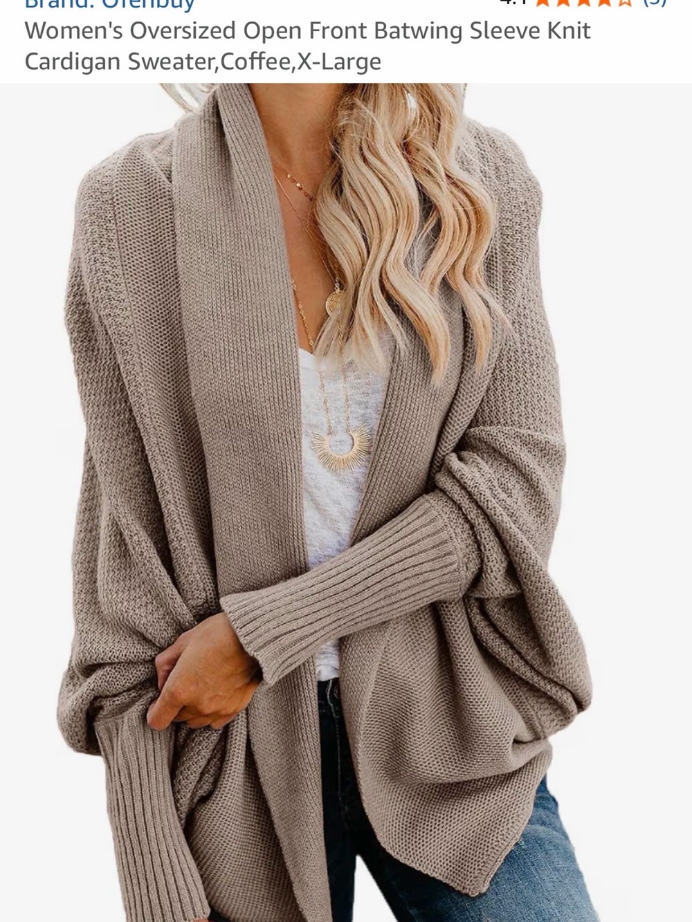 Cozy Open-Front Batwing Cardigan Sweater - Taupe